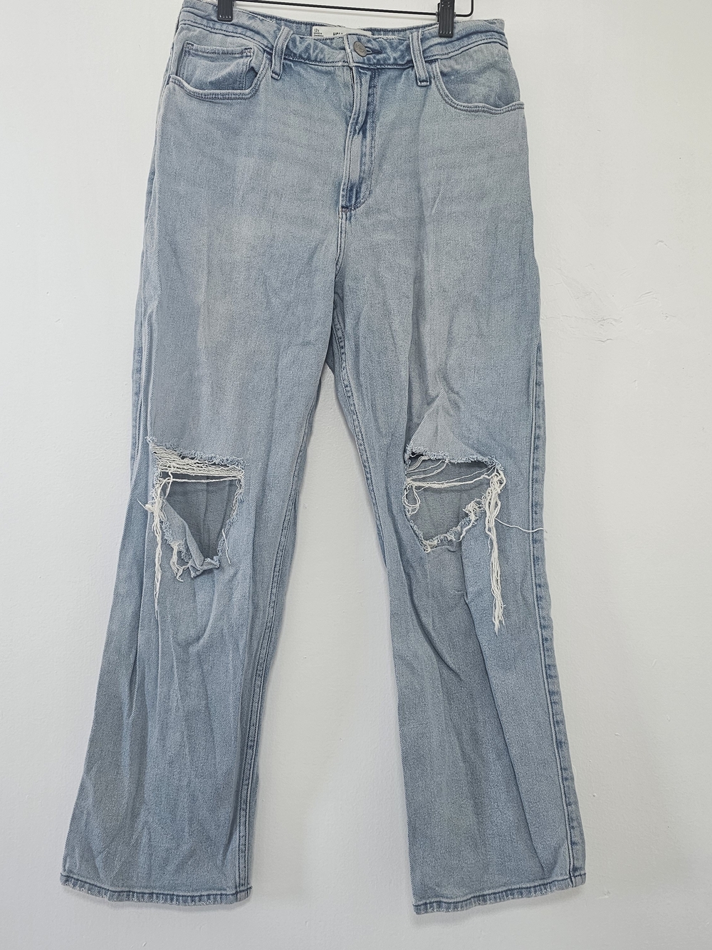 Hollister Light Wash Distressed Curvy Ultra High Rise Dad Jeans